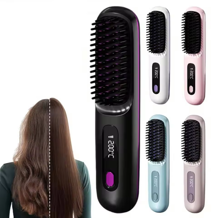 Cepillo Alisador Portátil Inalámbrico – Mini Peine Térmico Recargable para Cabello